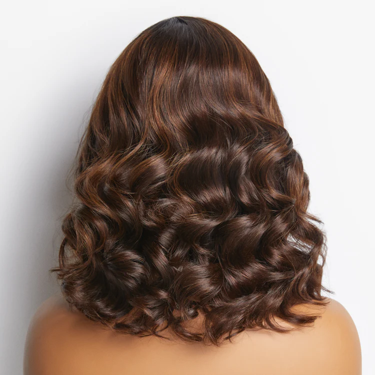 Ombre Brown Loose Wave Minimalist HD Lace Glueless C Part Short Wig 100% Human Hair - US ONLY - Image 7