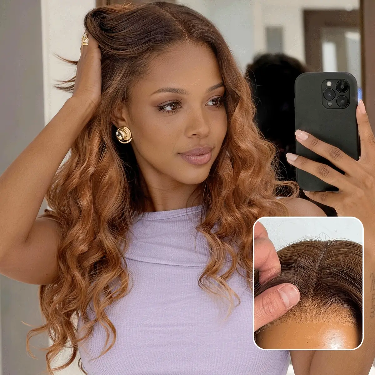 Ombre Ginger Loose Wave 180% Density Glueless 5x5 Closure HD Lace Wig Pre-Cut Lace Flexi-Fit Drawstring - Image 2