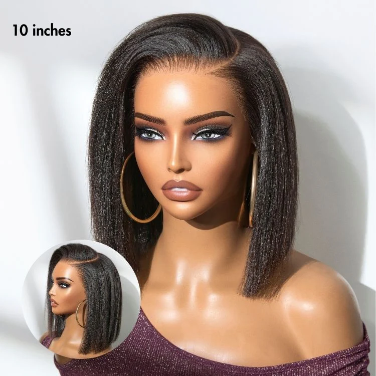 PreMax Wigs - Nature Max Yaki / Silky Bob Ear-to-Ear Glueless 13x6 Frontal HD Lace Short Bob Wig - Image 4