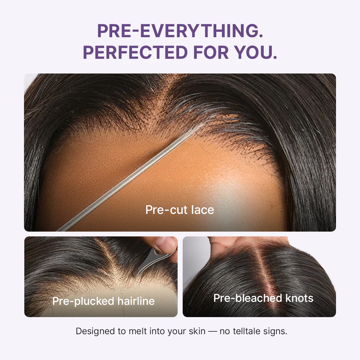 PreMax Super Natural Hairline Face-Framing Layered Cut Silky Straight Glueless 13x4 Frontal Lace Wig Human Hair Pre-Cut Lace - Image 3