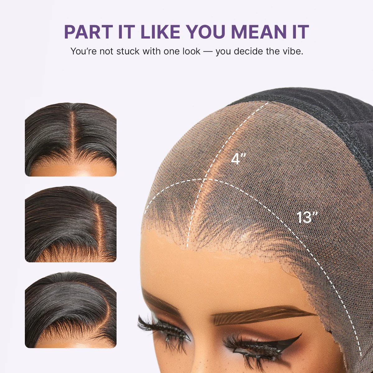 PreMax Super Natural Hairline Face-Framing Layered Cut Silky Straight Glueless 13x4 Frontal Lace Wig Human Hair Pre-Cut Lace - Image 4