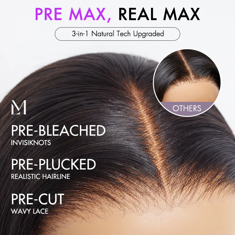 PreMax Wigs | Super Natural Hairline Silky Blunt Cut Bob Glueless 13x4 Frontal Lace Human Hair Short Wig Pre-Cut Lace - Image 10