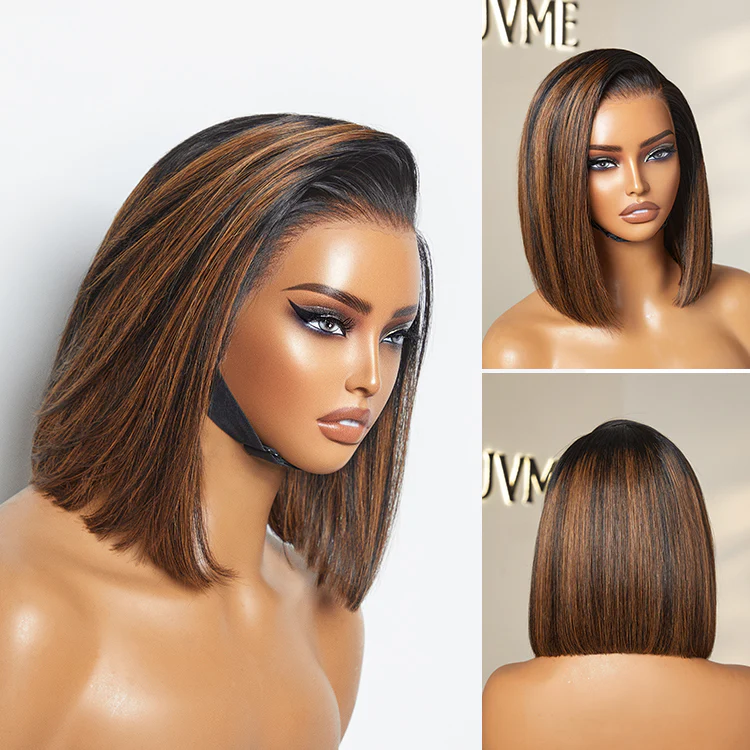 PreMax Wigs | Super Natural Hairline Silky Blunt Cut Bob Glueless 13x4 Frontal Lace Human Hair Short Wig Pre-Cut Lace - Image 9