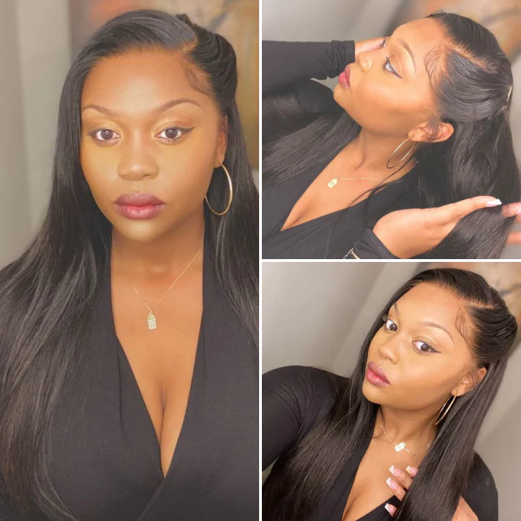 PreMax Wigs | HD Lace Super Natural Hairline Silky Straight Glueless 13x4 Frontal Lace Wig Human Hair Pre-Cut Lace - Image 8