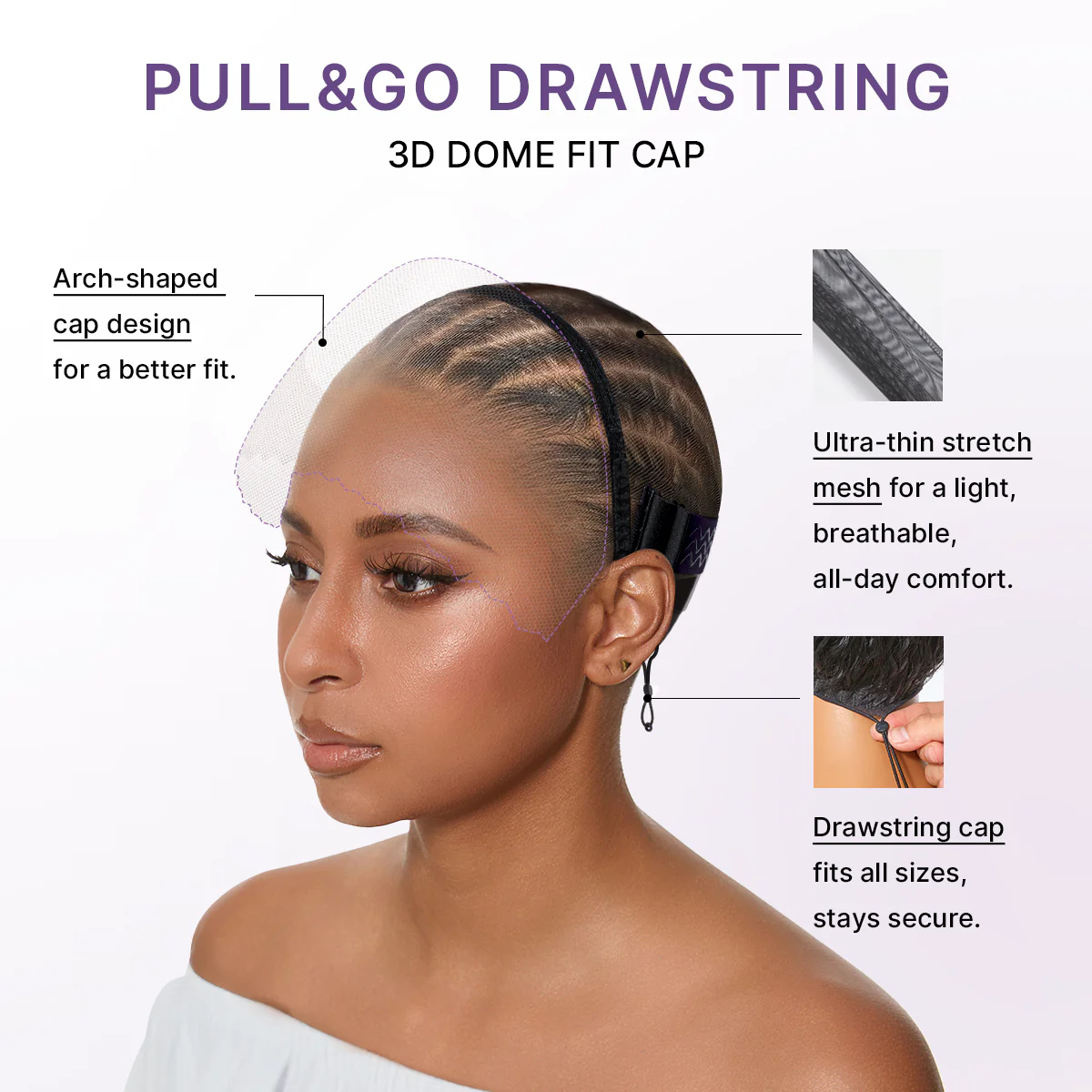 PreMax 180% / 250% Density Water Wave Glueless Flexi-Fit Drawstring 13x4 Frontal Lace Fluffy Curly Wig Pre-Cut Lace - Image 4