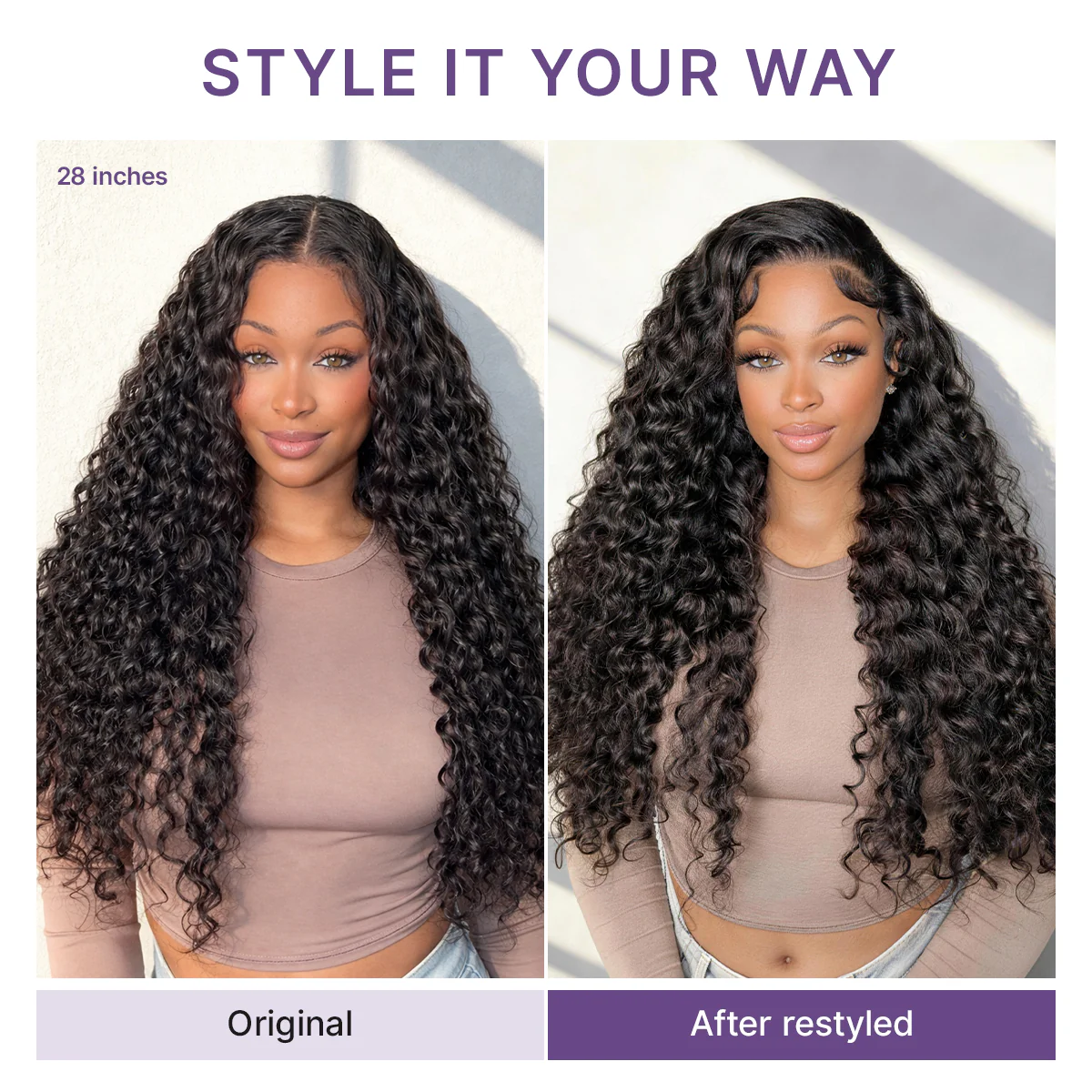 PreMax 180% / 250% Density Water Wave Glueless Flexi-Fit Drawstring 13x4 Frontal Lace Fluffy Curly Wig Pre-Cut Lace - Image 6