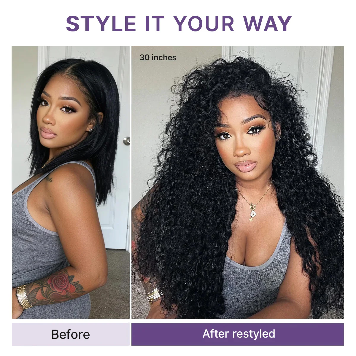 PreMax 180% / 250% Density Water Wave Glueless Flexi-Fit Drawstring 13x4 Frontal Lace Fluffy Curly Wig Pre-Cut Lace - Image 8
