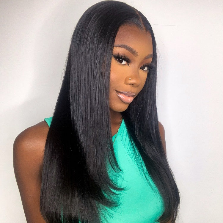 PRE MAX™ - Layer Cut Super Natural Hairline Silky Straight Glueless 13x4 Frontal Lace Wig Human Hair Pre-Cut Lace