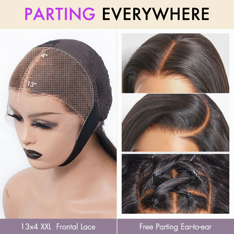 PRE MAX™ - Layer Cut Super Natural Hairline Silky Straight Glueless 13x4 Frontal Lace Wig Human Hair Pre-Cut Lace - Image 6