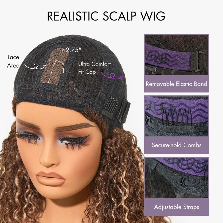 Put On and Go Blonde Highlight Yaki Straight Blunt Cut Bob Glueless Minimalist Lace Short Wig with Bangs - Image 9