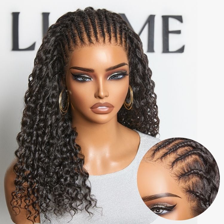Readitress™ | PreMax Wigs Knotless Fulani Braids Deep Wave Glueless Ear-to-ear 13x6 Frontal HD Lace Wig Human Hair Flexi-Fit Drawstring Cap - Image 2