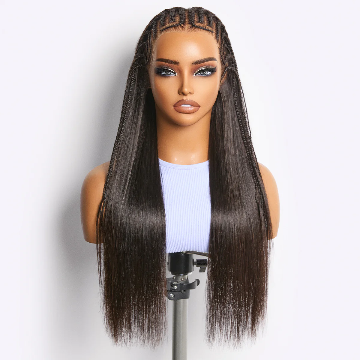 Readitress™ 180% Density Pre-Braided Silky Straight Human Hair Glueless Ear-to-Ear 13x4 Frontal Lace Wig Pre-Cut Lace