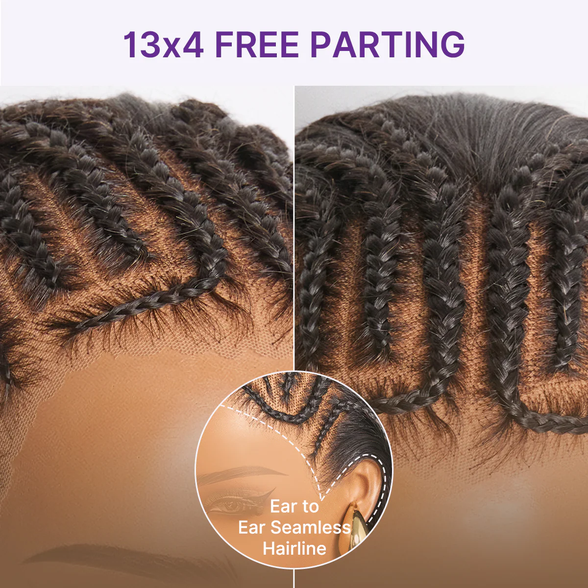 Readitress™ 180% Density Pre-Braided Silky Straight Human Hair Glueless Ear-to-Ear 13x4 Frontal Lace Wig Pre-Cut Lace - Image 8
