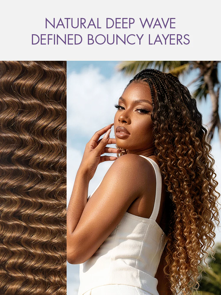 Readitress™ Pre-Separated Feather Crochet Human Hair for Miracle Knots Boho Braids | Ombre Brown Deep Wave Protective Style (Free Gifts Included) - Image 10