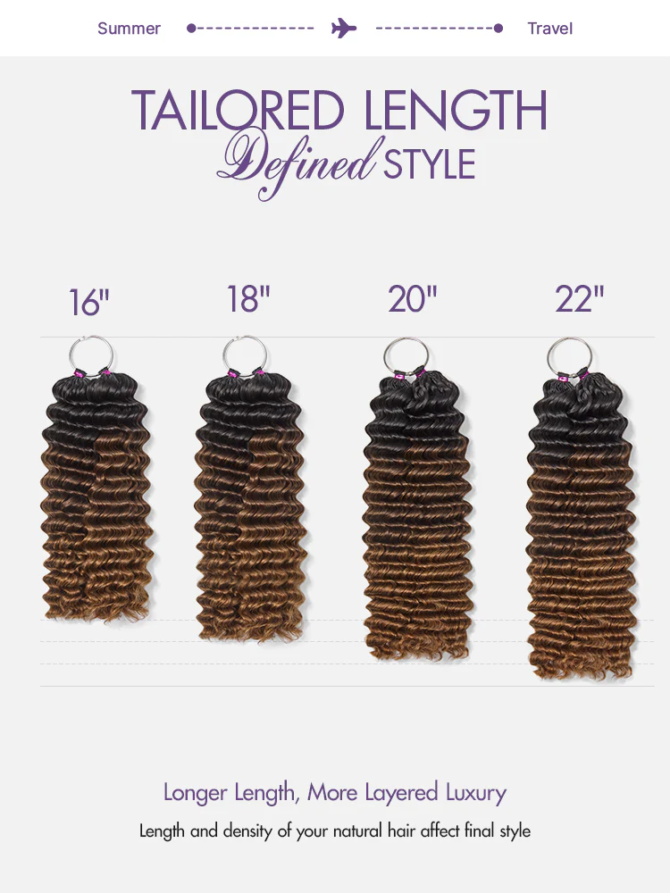Readitress™ Pre-Separated Feather Crochet Human Hair for Miracle Knots Boho Braids | Ombre Brown Deep Wave Protective Style (Free Gifts Included) - Image 14