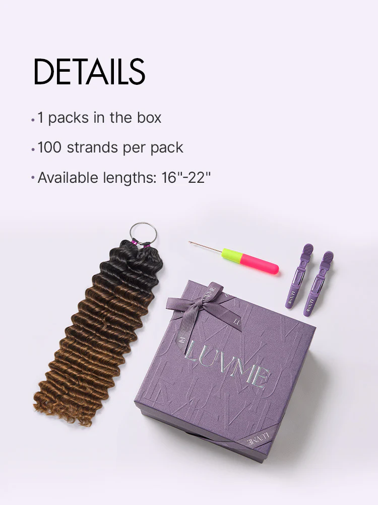Readitress™ Pre-Separated Feather Crochet Human Hair for Miracle Knots Boho Braids | Ombre Brown Deep Wave Protective Style (Free Gifts Included) - Image 3