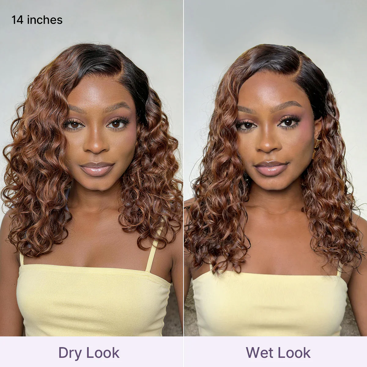 Ready to Go Ombre Brown Water Wave Short Curly Bob Wig Glueless Minimalist HD Lace Wig Pre-Cut Lace - Image 3