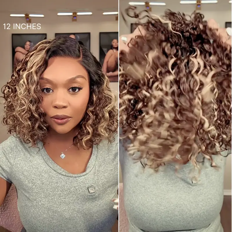 Ready to Go Water Wave Short Curly Bob Wig Glueless Minimalist HD Lace Wig Pre-Cut Lace - Image 8