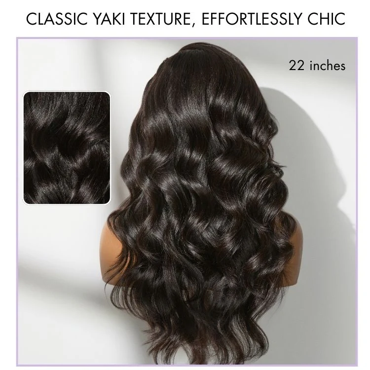 Readitress™ Side Braided Yaki Body Wave Glueless Ear-to-ear 13x6 Frontal HD Lace Wig Human Hair Flexi-Fit Drawstring Cap - Image 5
