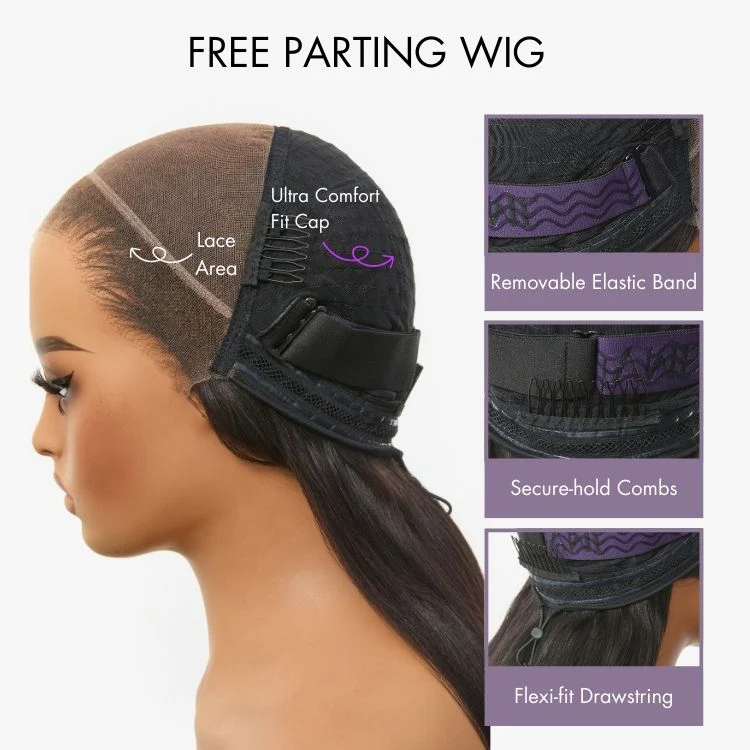 Readitress™ Side Braided Yaki Body Wave Glueless Ear-to-ear 13x6 Frontal HD Lace Wig Human Hair Flexi-Fit Drawstring Cap - Image 8