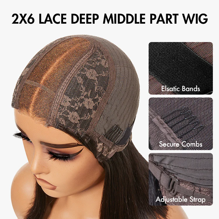 PreMax Wigs | Silky Blunt Cut Glueless 2x6 / 5x5 Closure Lace Shoulder Length Bob Wig Pre Plucked & Bleached - Image 11