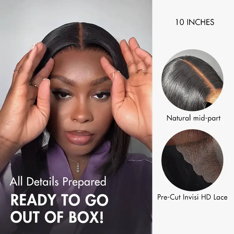 PreMax Wigs | Silky Blunt Cut Glueless 2x6 / 5x5 Closure Lace Shoulder Length Bob Wig Pre Plucked & Bleached - Image 3