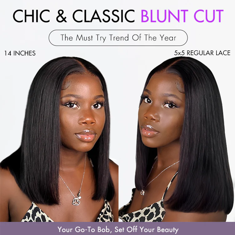 PreMax Wigs | Silky Blunt Cut Glueless 2x6 / 5x5 Closure Lace Shoulder Length Bob Wig Pre Plucked & Bleached - Image 7
