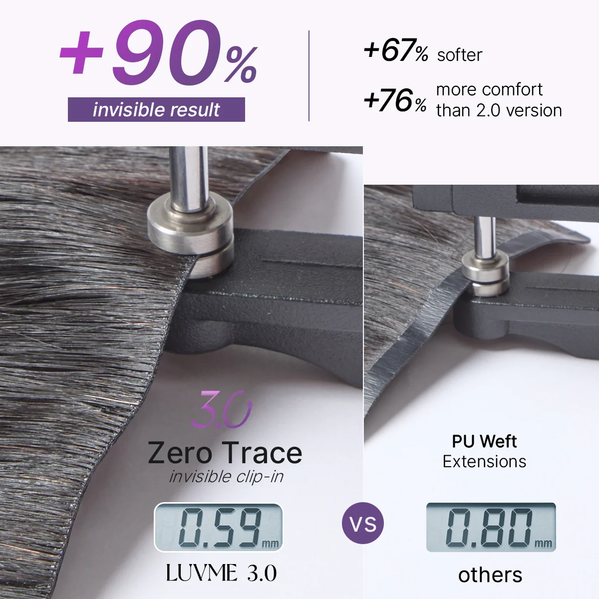 Silky Straight 0.59mm Zero Trace Invisible Clip in Hair Extensions 100g 7pcs / 6pcs Seamless Blend & Lightweight for Daily Styling - Image 4