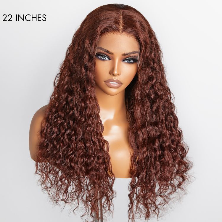 Final Restock | Casual Reddish Brown Curly 5x5 Closure Lace Glueless Mid Part Long Wig - US Only - Image 6