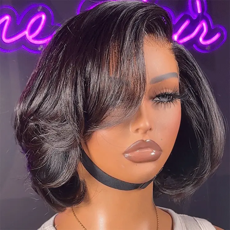 PreMax Wigs - Natural Black / Blonde Highlight C Part Glueless Lace Front Bob Wig Pre-cut Lace - Image 16