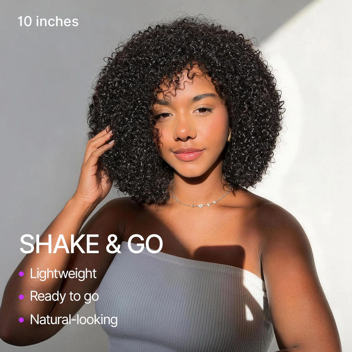 Throw On & Go 200% Density Natural Black Afro Curly No Lace Glueless Short Wig - Image 2