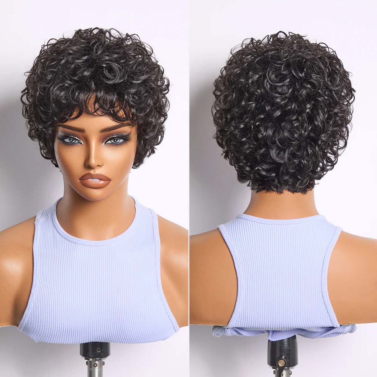 Throw On & Go Natural Black Big Curly Glueless Short Wig Ultra Comfort Cotton Cap Hair Loss Friendly Wig - Image 4