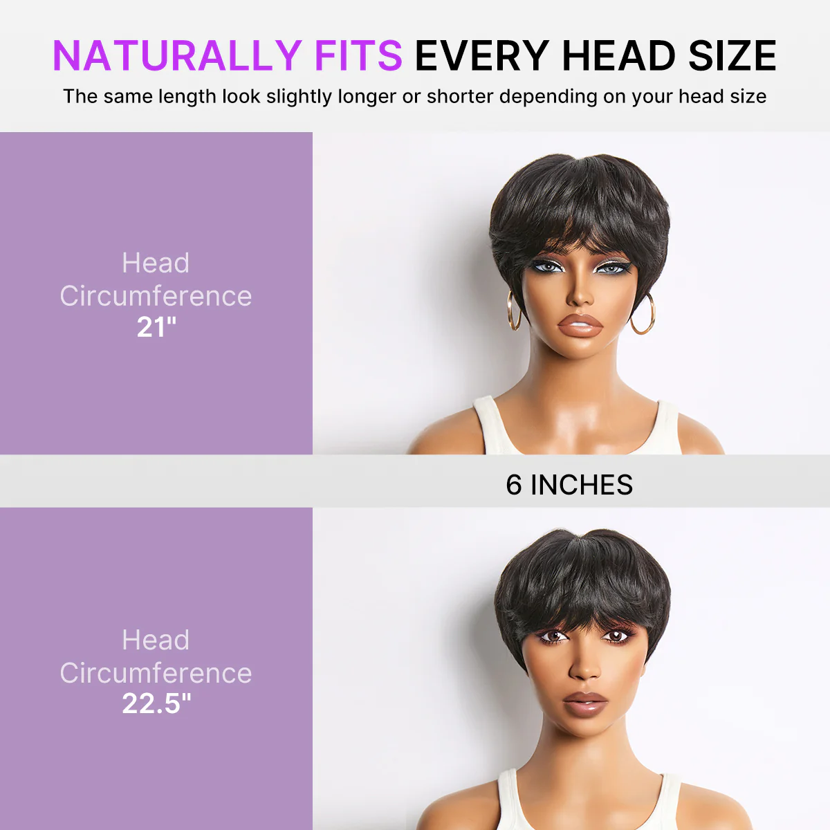 Throw On & Go Natural Black Pixie Cut with Bangs Glueless Minimalist Lace Wig - Image 9
