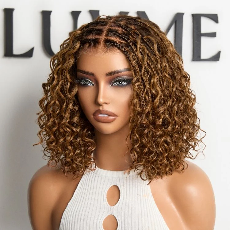 Tiktok Exclusive Deal | Boho Braids Deep Curly Glueless 5x5 Closure Lace with Braided Top Human Hair Wig Pre-Cut Lace - Image 13