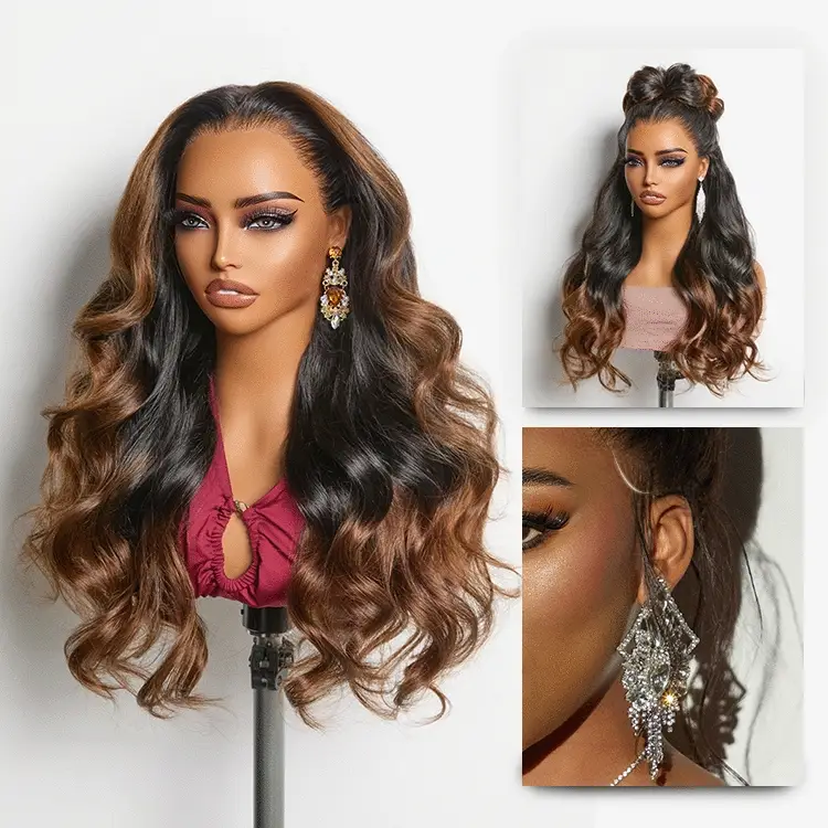 Tiktok Exclusive Deal | NatureMAX 200% Density Ombre Brown / Natural Black Loose Wave Glueless 13x6 / 13x4 HD Lace Front Wig Pre-Cut Lace Flexi-Fit Drawstring Cap - Image 13