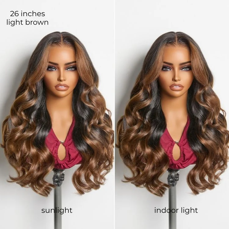 Tiktok Exclusive Deal | NatureMAX 200% Density Ombre Brown / Natural Black Loose Wave Glueless 13x6 / 13x4 HD Lace Front Wig Pre-Cut Lace Flexi-Fit Drawstring Cap - Image 18