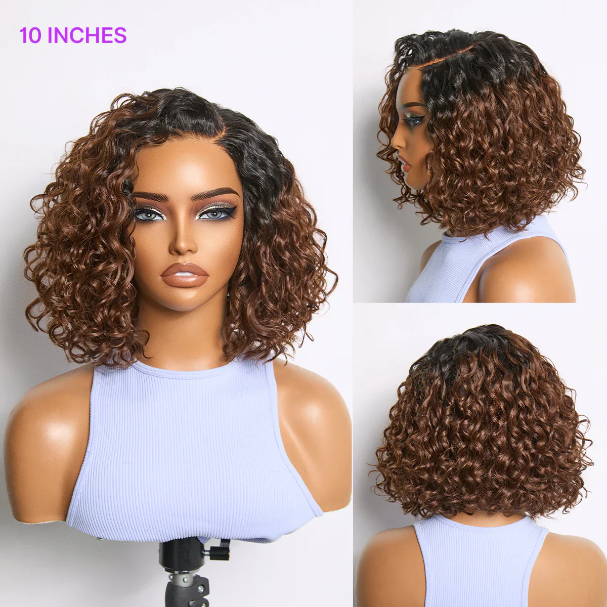 Tiktok Exclusive Deal | Ready to Go Water Wave Short Curly Bob Wig Glueless Minimalist HD Lace Wig Pre-Cut Lace - Image 19