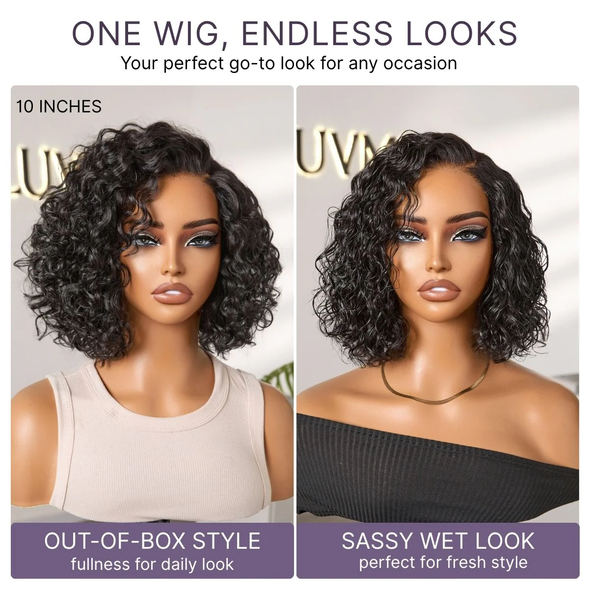 Tiktok Exclusive Deal | Ready to Go Water Wave Short Curly Bob Wig Glueless Minimalist HD Lace Wig Pre-Cut Lace - Image 5