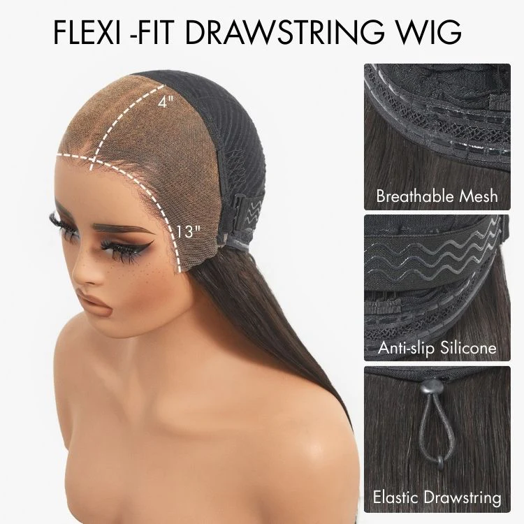 Tiktok Exclusive | PreMax 180% / 250% Density Water Wave Glueless Flexi-Fit Drawstring 13x4 Frontal Lace Fluffy Curly Wig Pre-Cut Lace - Image 12