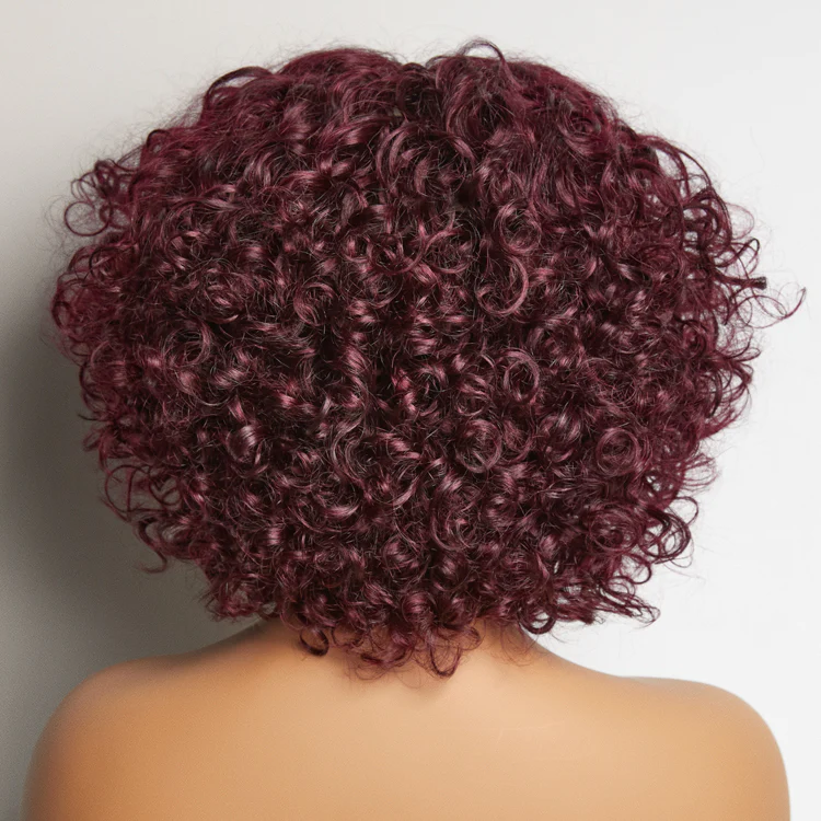 Trendy Burgundy Curly Bob Glueless Minimalist HD Lace T Part 99J Hair Color Wig 100% Human Hair  - US Only - Image 6