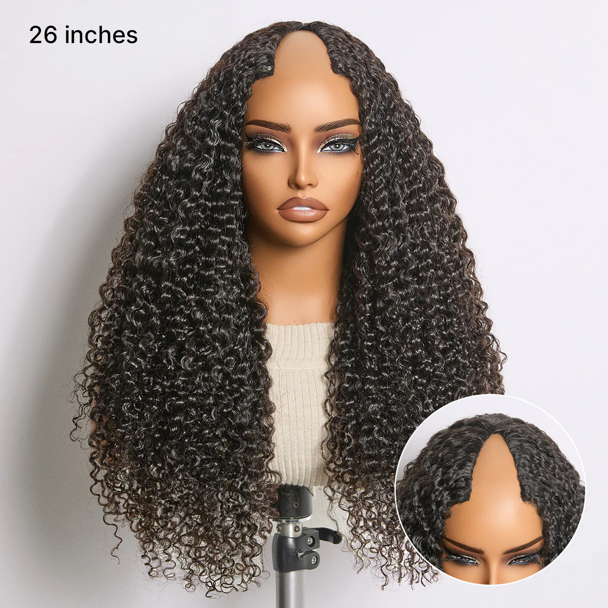 True Scalp Burmese Curly V Part Glueless Human Hair Wig Flexi-Fit Drawstring - Image 2