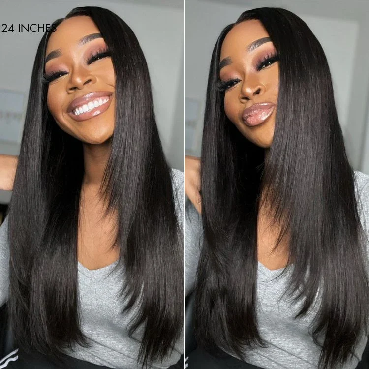 Black 180% Density Layered Cut Glueless 5x5 Closure Lace  Wig Pre-Plucked Hairline - US Only - Image 3