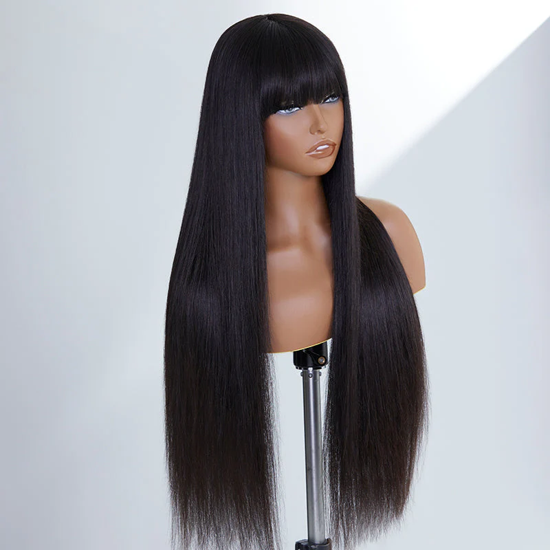Vanessa Style Silky Straight With Bangs No Lace Glueless Long Wig 100% Human Hair - Image 4