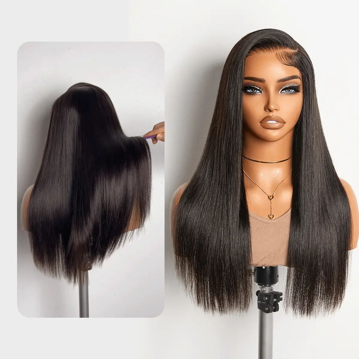 VIP ONLY | All-Day Comfort™ Wig 180% Density Bone Straight with Baby Hair PartingMax Glueless 7x6 Closure HD Lace Wig Pre-Cut Lace - Image 2