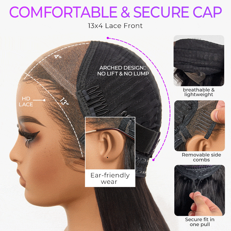 Warm Honey Blonde ombre Layered Cut Straight  Glueless 13x4 Lace Front Human Hair Wig Pre-Cut Lace - Image 4