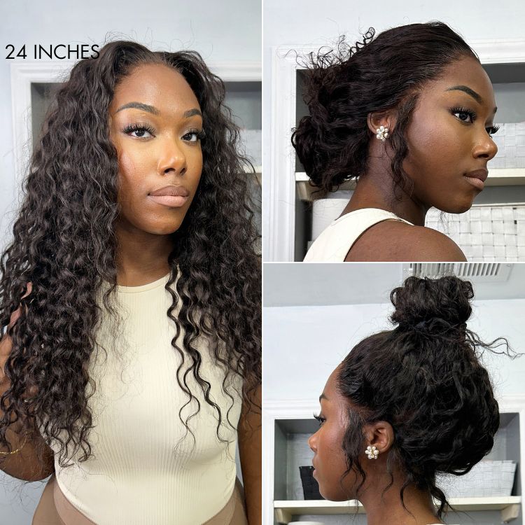 Water Wave 360 Lace Flexi-Fit Invisi Drawstring Cap Long Wig 100% Human Hair Pre-bleached & Pre-plucked & Pre-Cut Lace - Image 8