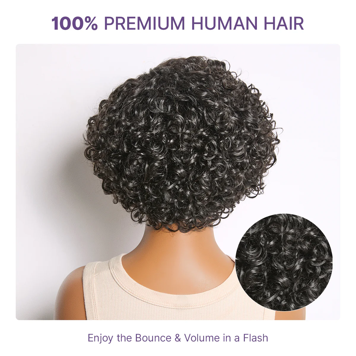 Natural Black / Brown Highlight Water Wave Pixie Cut Glueless Minimalist HD Lace Short Curly Wig - Image 13