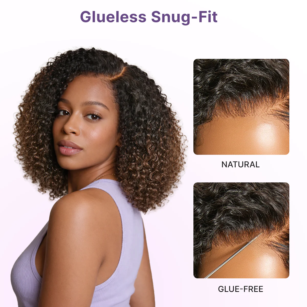 Wear & Go Ombre Brown Fluffy Curly 180% Density Glueless 5x5 Closure HD Lace Wig Pre-Cut Lace - Image 2