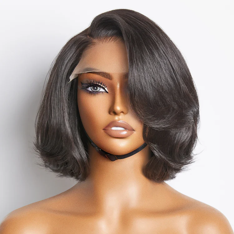 Weekly Special | Limited Design | Toffee Brown Mix Blonde / Natural Black Layered Cut Glueless 5x5 Closure Lace Bob Wig - Image 5